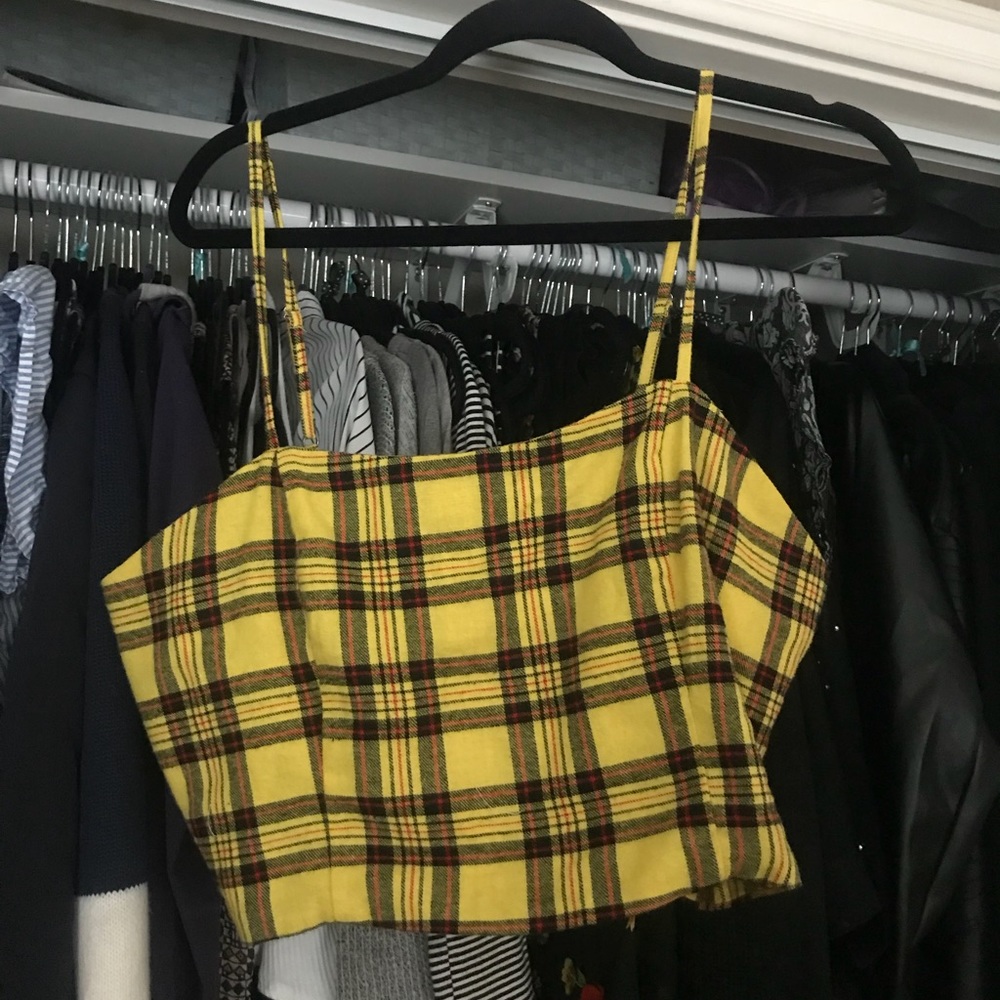 Yellow checkered crop top